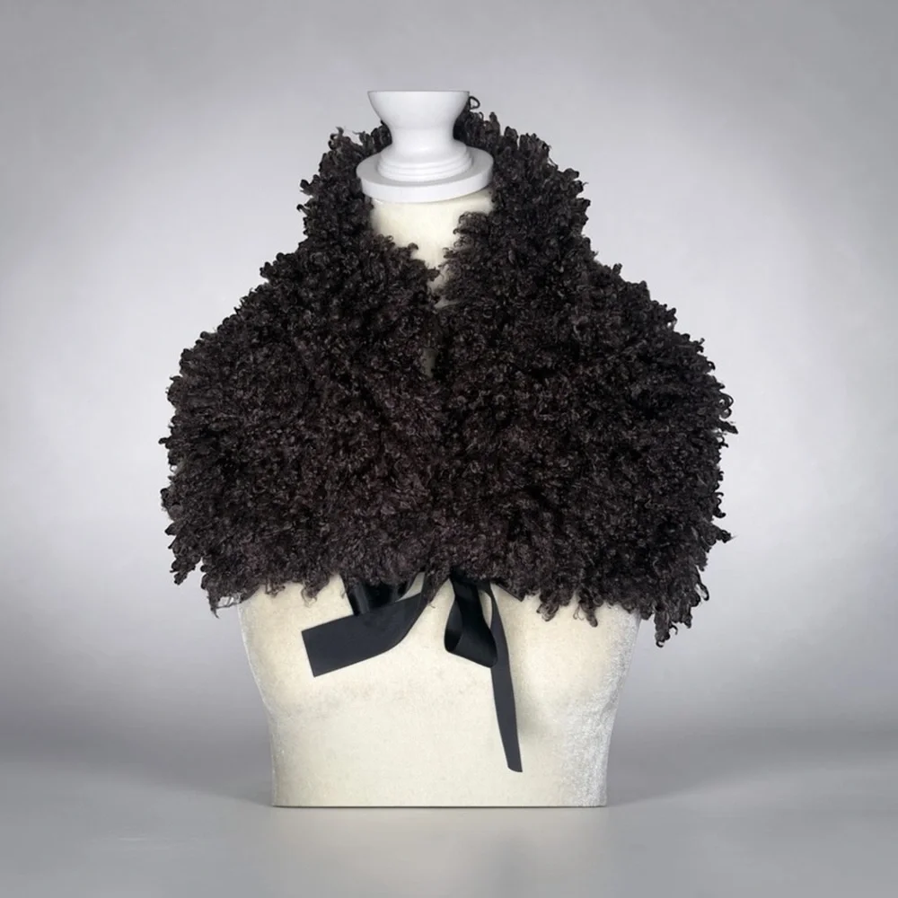 Steve Mac New York Curly Collar Shawl Eggplant OS
